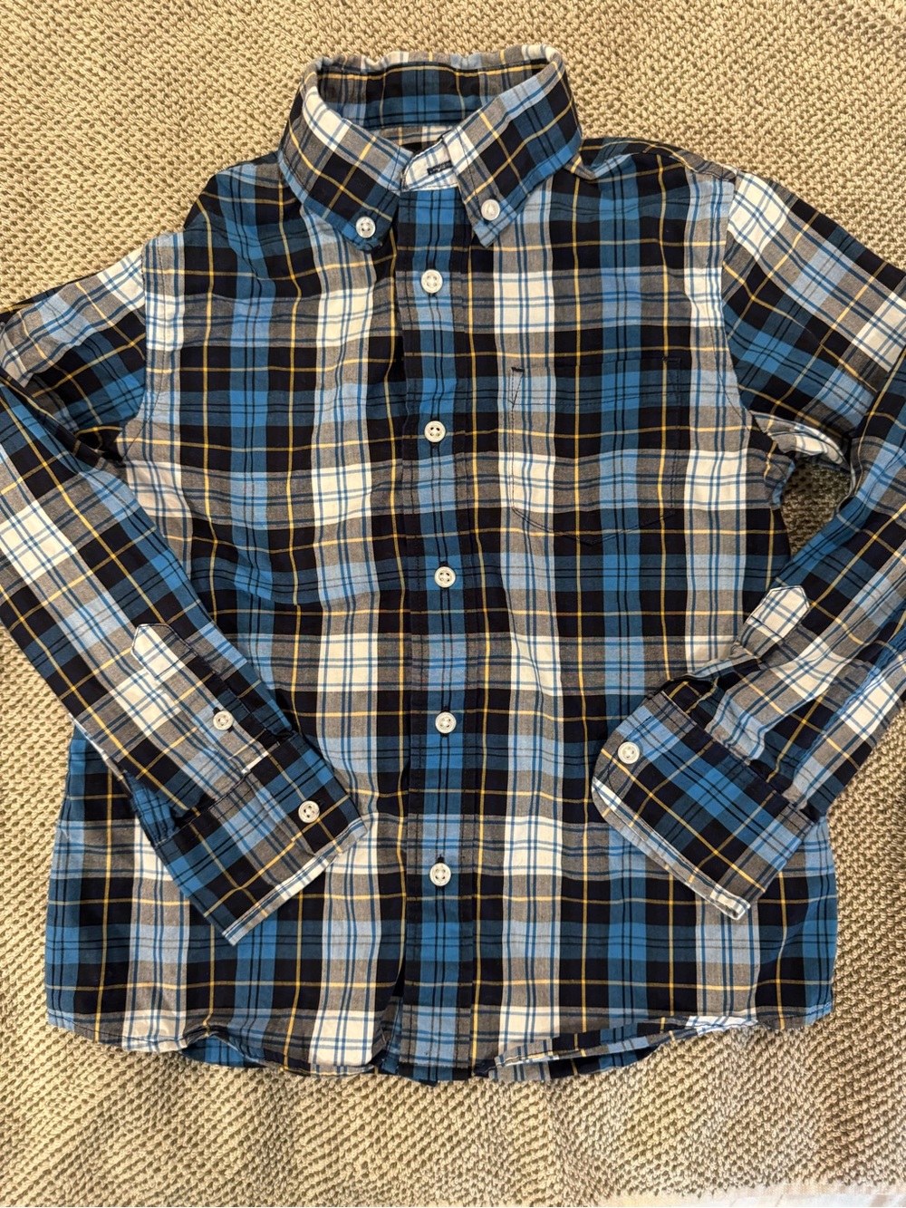 Crewcuts Boys Blue and Black Plaid Button-Down Shirt